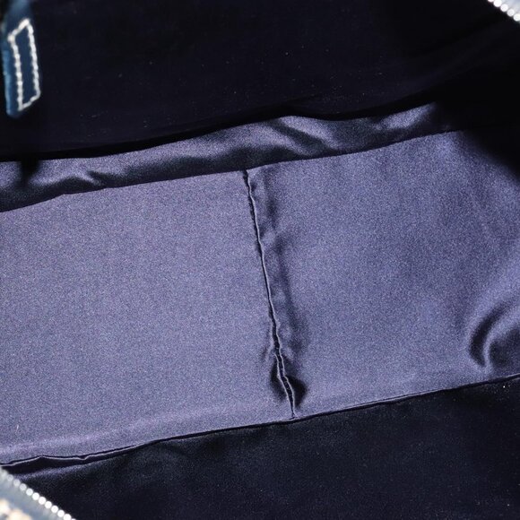 FENDI Zucchino Canvas Hand Bag Navy Silver Auth - Picture 9 of 16